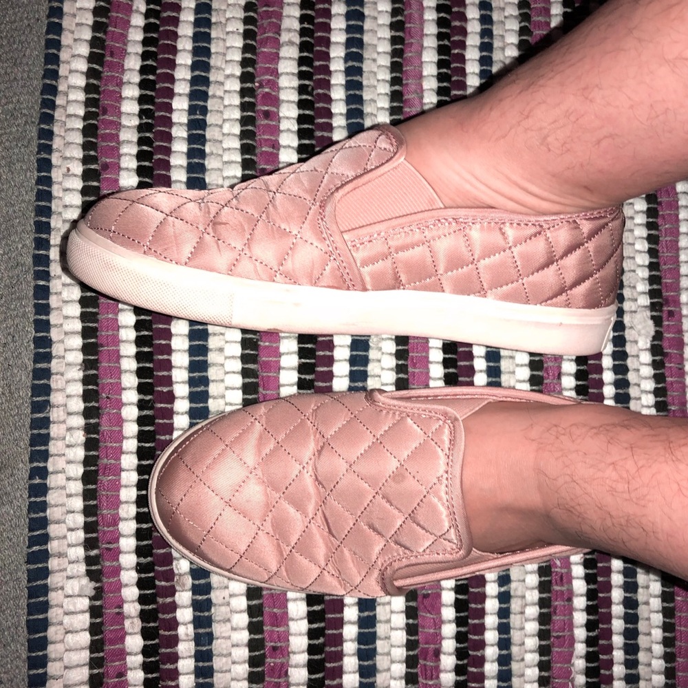 pink quilted slip ons size 7 like new!